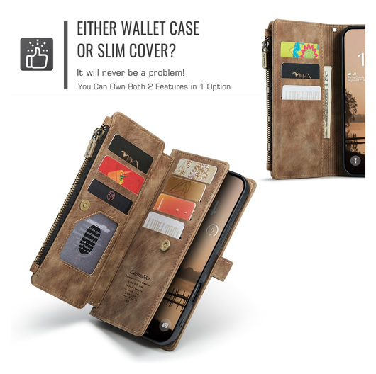 CaseMe C30 Apple iPhone 17 Pro Max Hoesje Pasjeshouder Book Case Bruin afbeelding 9