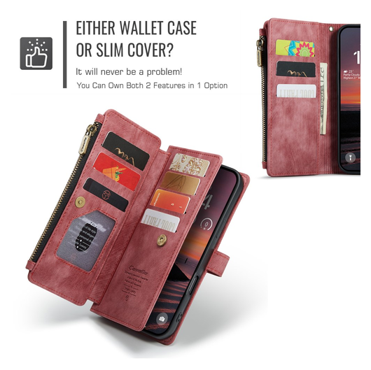 CaseMe C30 Apple iPhone 17 Pro Max Hoesje Pasjeshouder Book Case Rood afbeelding 9