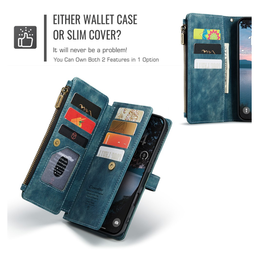 CaseMe C30 Apple iPhone 17 Pro Max Hoesje Pasjeshouder Book Case Blauw afbeelding 9