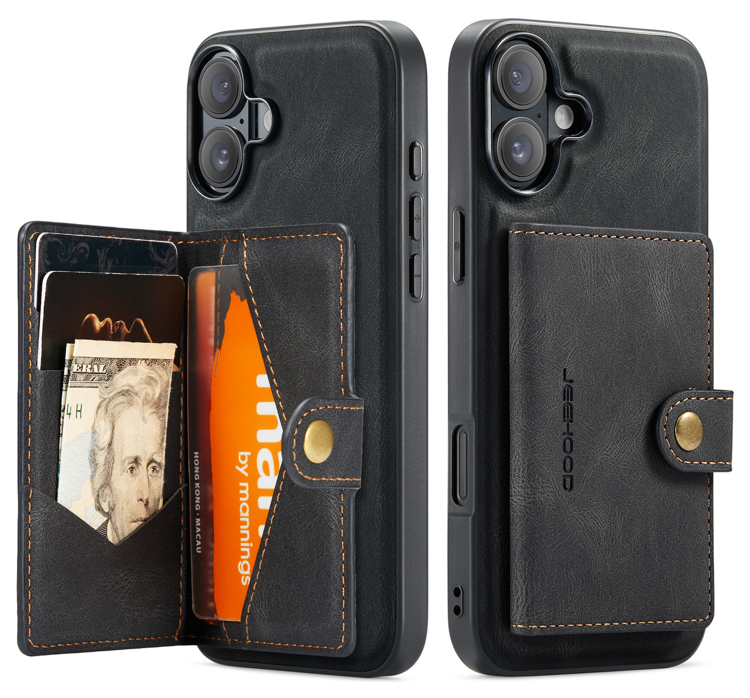 CaseMe JH-01 Apple iPhone 17 Hoesje met Magnetische Kaarthouder Zwart afbeelding 11