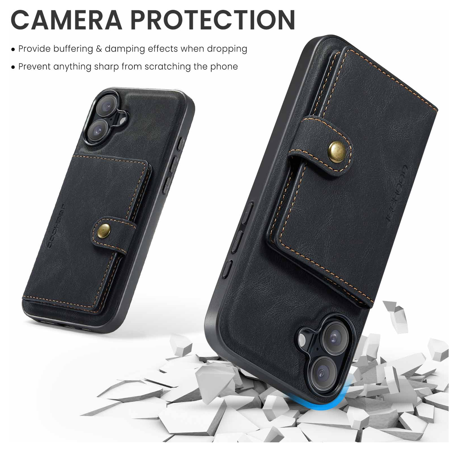 CaseMe JH-01 Apple iPhone 17 Hoesje met Magnetische Kaarthouder Zwart afbeelding 7