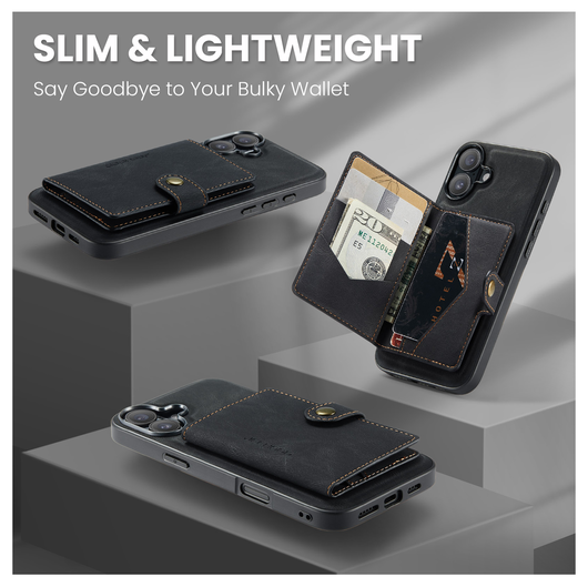 CaseMe JH-01 Apple iPhone 17 Hoesje met Magnetische Kaarthouder Zwart afbeelding 8