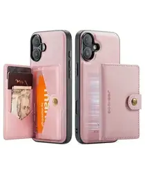 CaseMe JH-01 Apple iPhone 17 Hoesje met Magnetische Kaarthouder Roze afbeelding