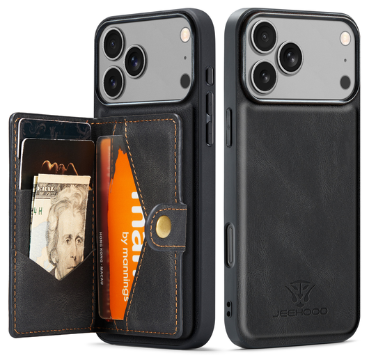 CaseMe JH-01 Apple iPhone 17 Pro Hoesje met Magnetische Kaarthouder Zwart afbeelding 6