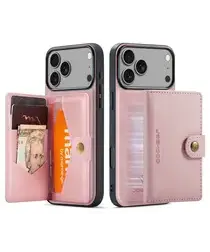CaseMe JH-01 Apple iPhone 17 Pro Hoesje met Magnetische Kaarthouder Roze afbeelding