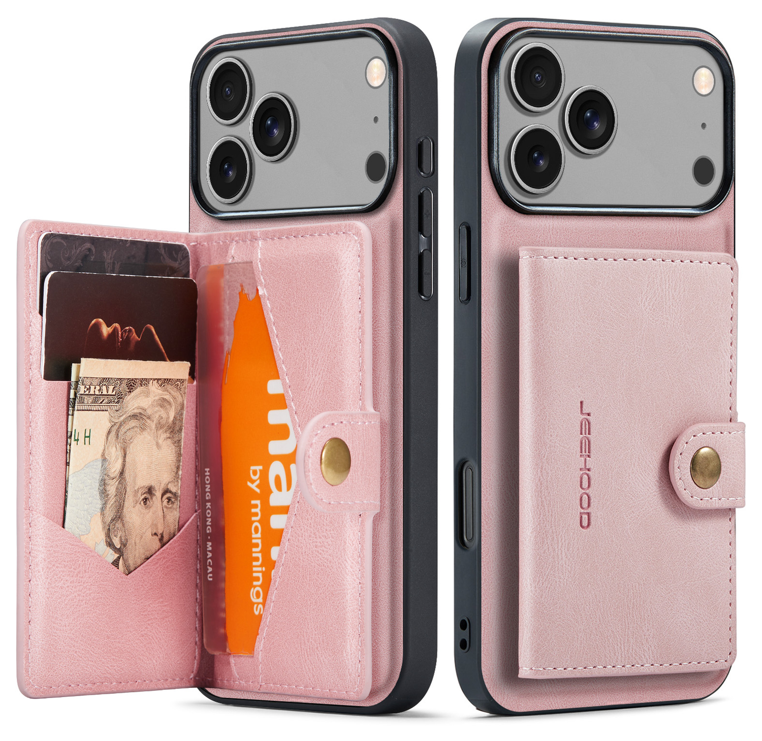 CaseMe JH-01 Apple iPhone 17 Pro Hoesje met Magnetische Kaarthouder Roze afbeelding 12