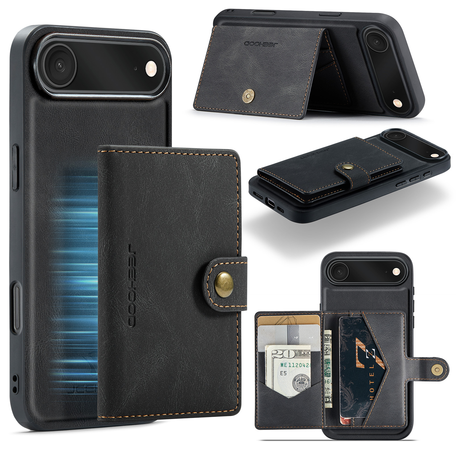CaseMe JH-01 Apple iPhone Air Hoesje met Magnetische Kaarthouder Zwart afbeelding 12