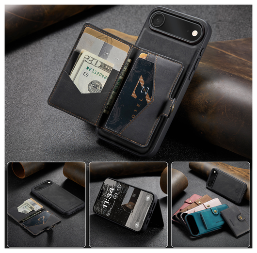 CaseMe JH-01 Apple iPhone Air Hoesje met Magnetische Kaarthouder Zwart afbeelding 1