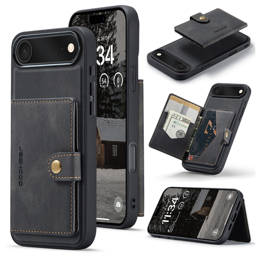 CaseMe JH-01 Apple iPhone Air Hoesje met Magnetische Kaarthouder Zwart afbeelding 2