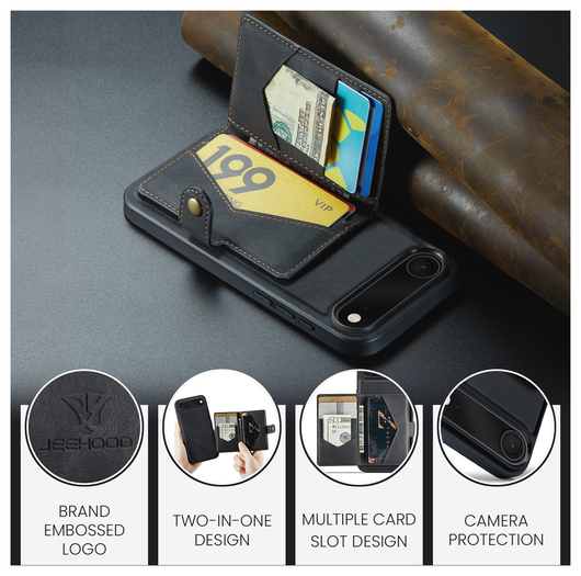 CaseMe JH-01 Apple iPhone Air Hoesje met Magnetische Kaarthouder Zwart afbeelding 4