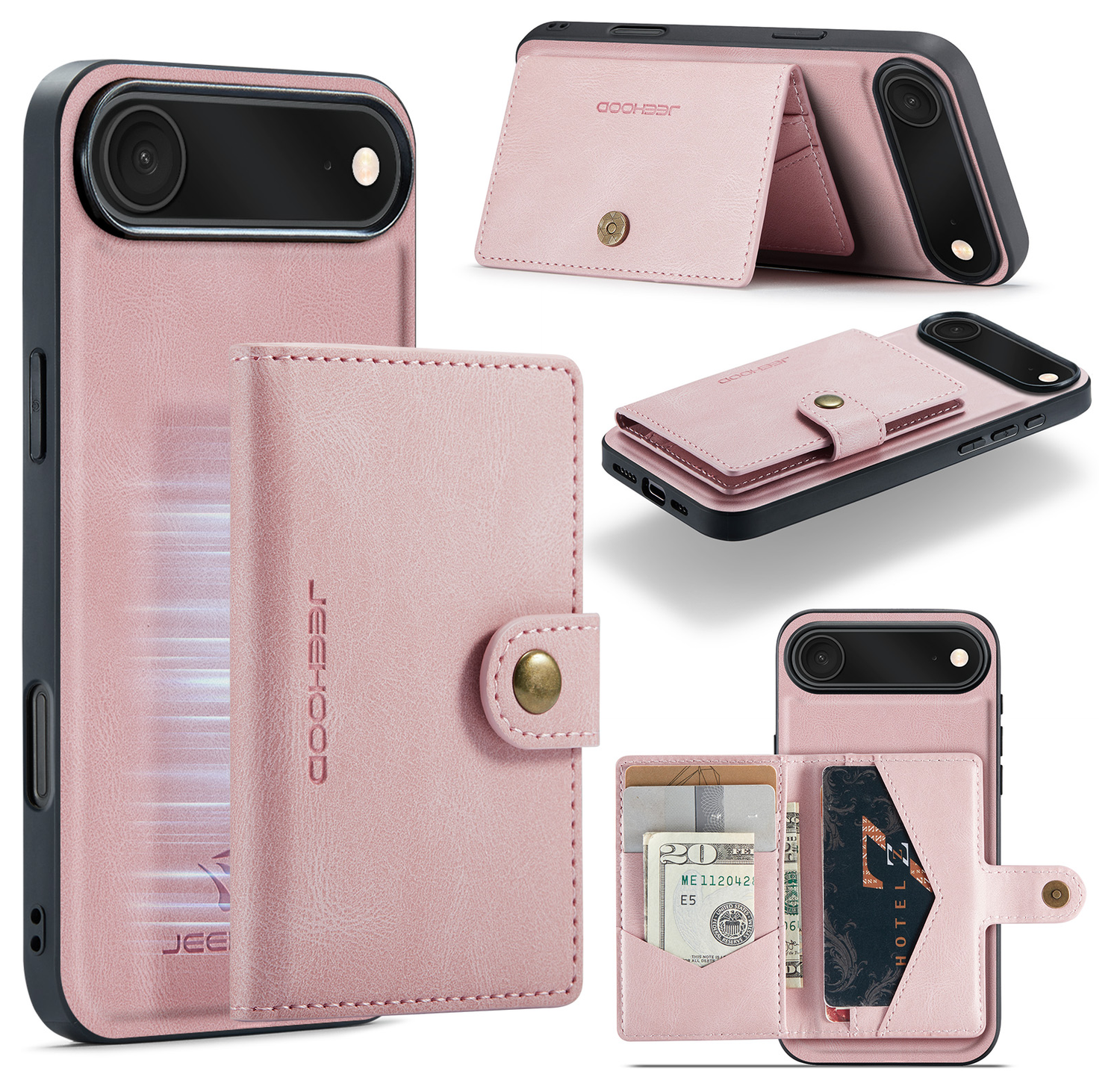 CaseMe JH-01 Apple iPhone Air Hoesje met Magnetische Kaarthouder Roze afbeelding 12