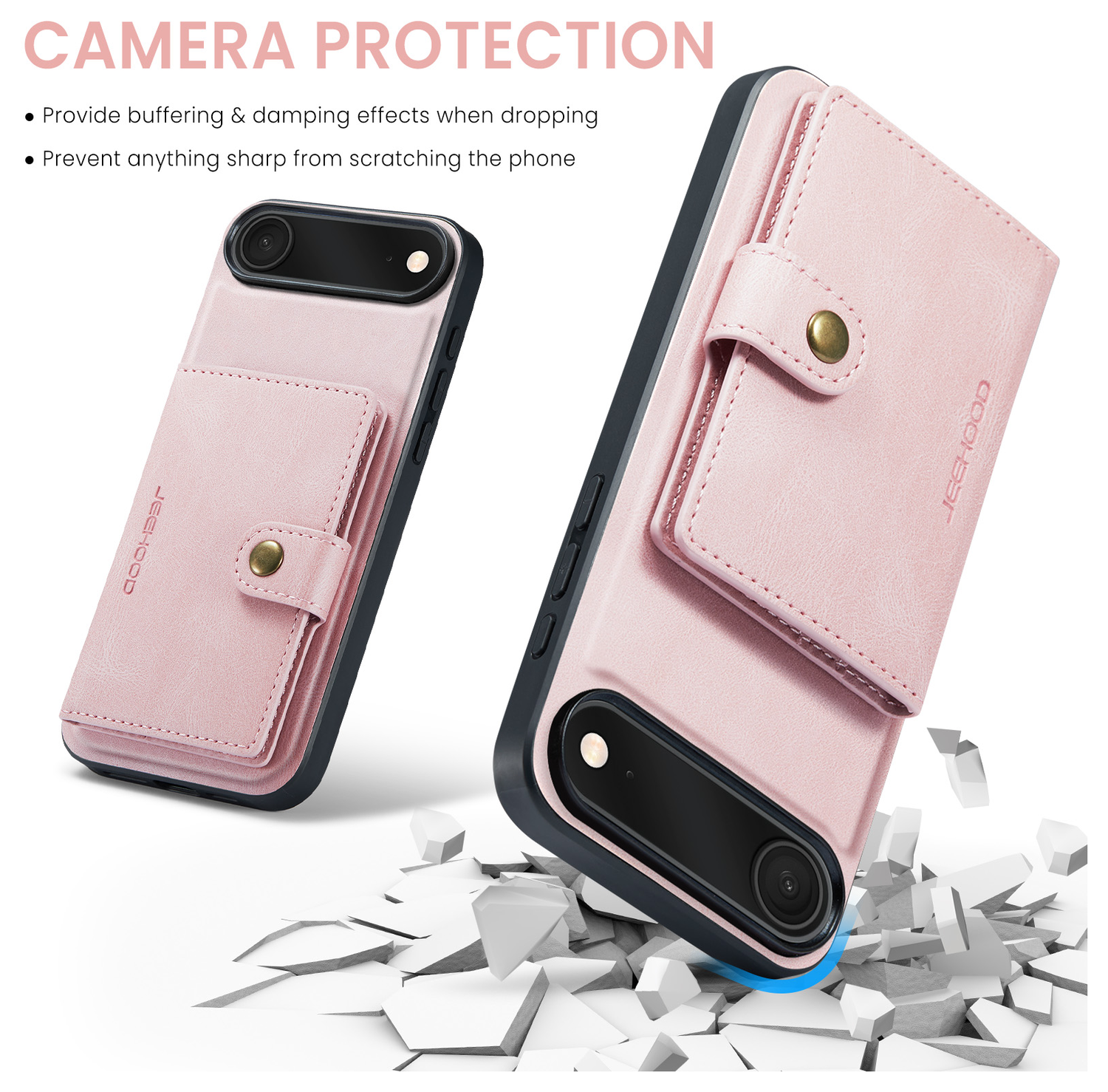 CaseMe JH-01 Apple iPhone Air Hoesje met Magnetische Kaarthouder Roze afbeelding 6