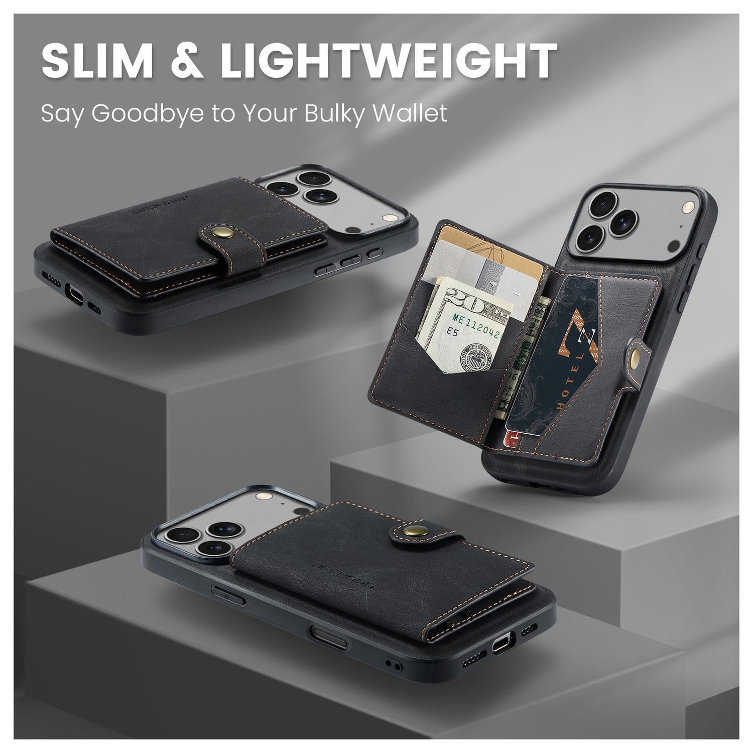 CaseMe JH-01 Apple iPhone 17 Pro Max Hoesje met Magnetische Kaarthouder Zwart afbeelding 8