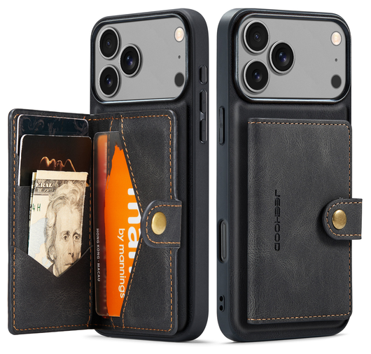 CaseMe JH-01 Apple iPhone 17 Pro Max Hoesje met Magnetische Kaarthouder Zwart afbeelding 10