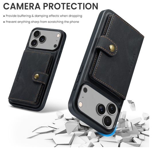 CaseMe JH-01 Apple iPhone 17 Pro Max Hoesje met Magnetische Kaarthouder Zwart afbeelding 6