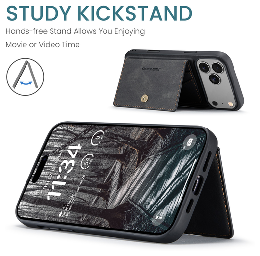 CaseMe JH-01 Apple iPhone 17 Pro Max Hoesje met Magnetische Kaarthouder Zwart afbeelding 7