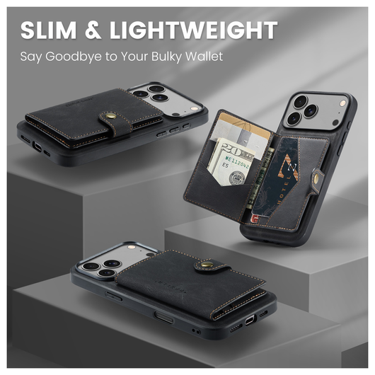 CaseMe JH-01 Apple iPhone 17 Pro Max Hoesje met Magnetische Kaarthouder Zwart afbeelding 8