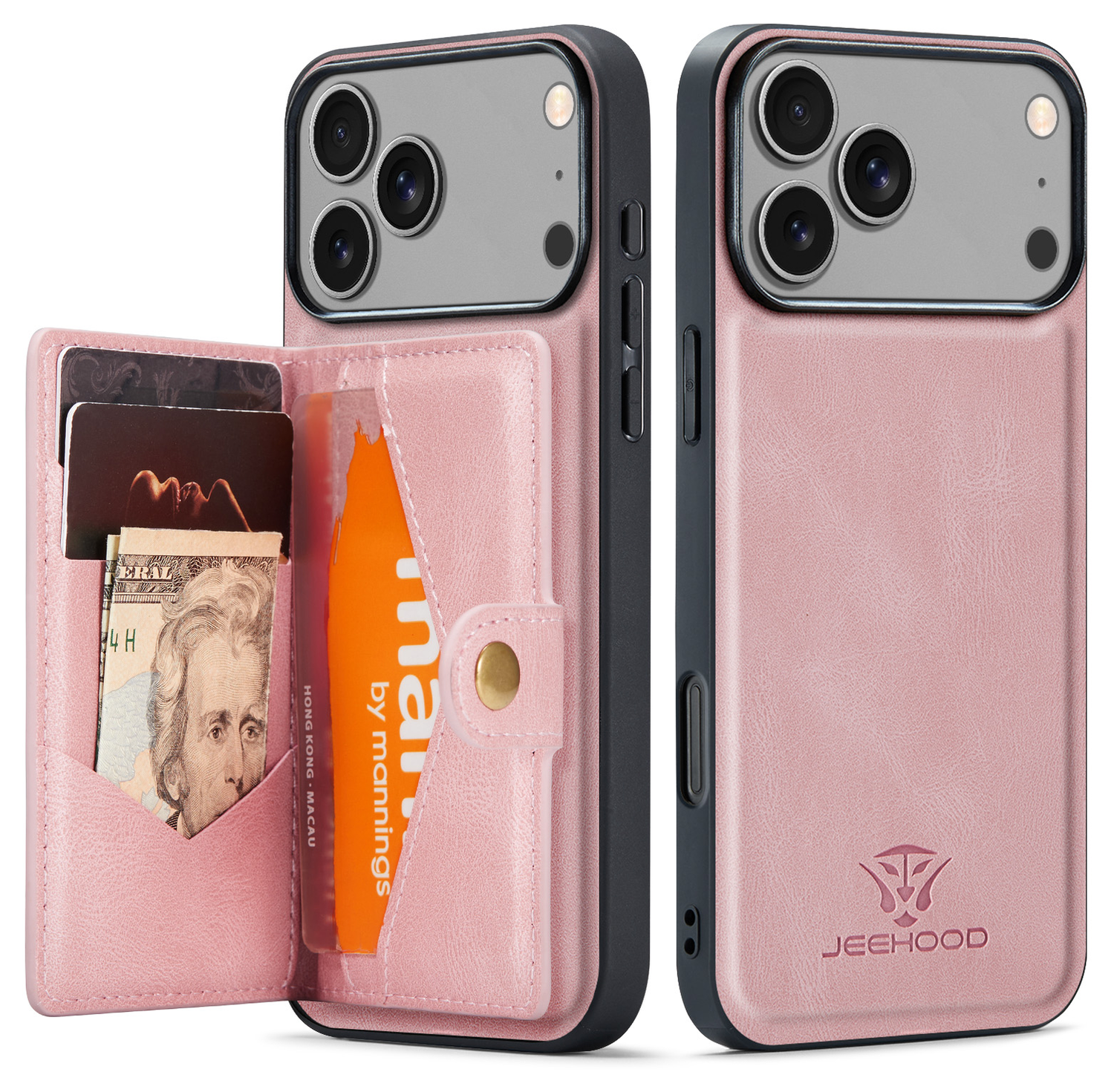CaseMe JH-01 Apple iPhone 17 Pro Max Hoesje met Magnetische Kaarthouder Roze afbeelding 12