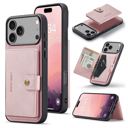 CaseMe JH-01 Apple iPhone 17 Pro Max Hoesje met Magnetische Kaarthouder Roze afbeelding 2