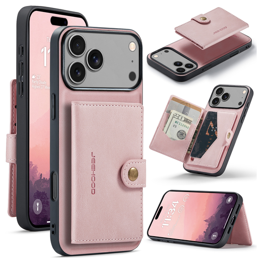 CaseMe JH-01 Apple iPhone 17 Pro Max Hoesje met Magnetische Kaarthouder Roze afbeelding 9