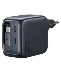 Baseus EnerCore CJ11 67W USB-C Snellader met Ingebouwde USB-C Kabel Zwart afbeelding