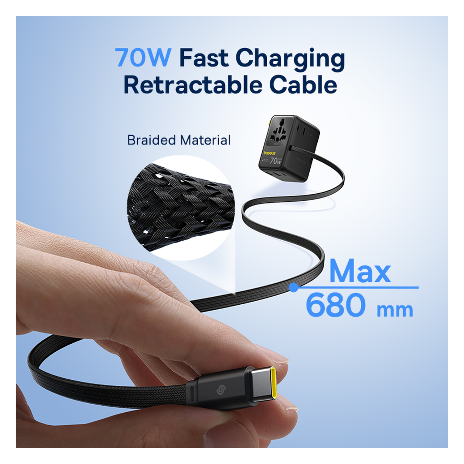Baseus EnerCore CG11 Reis Oplader 70W Snellader Wereldstekker EU/VK/USA/AUS afbeelding 3