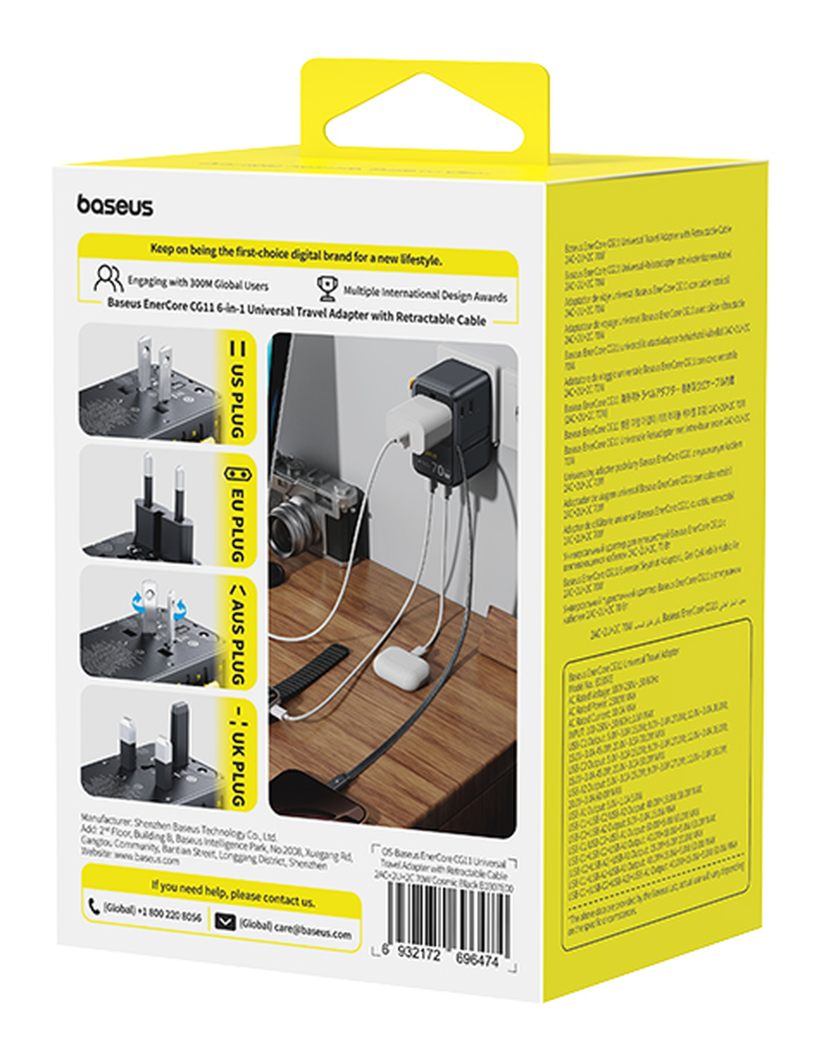 Baseus EnerCore CG11 Reis Oplader 70W Snellader Wereldstekker EU/VK/USA/AUS afbeelding 12