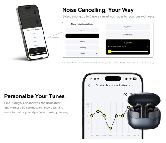 Baseus Bass BP1 Pro Draadloze Bluetooth Oordopjes Noise Cancelling Zwart afbeelding 13