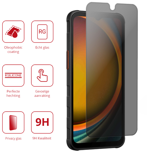 Rosso Samsung Galaxy Xcover 7 Pro 9H Tempered Glass Screen Protector Privacy afbeelding 2