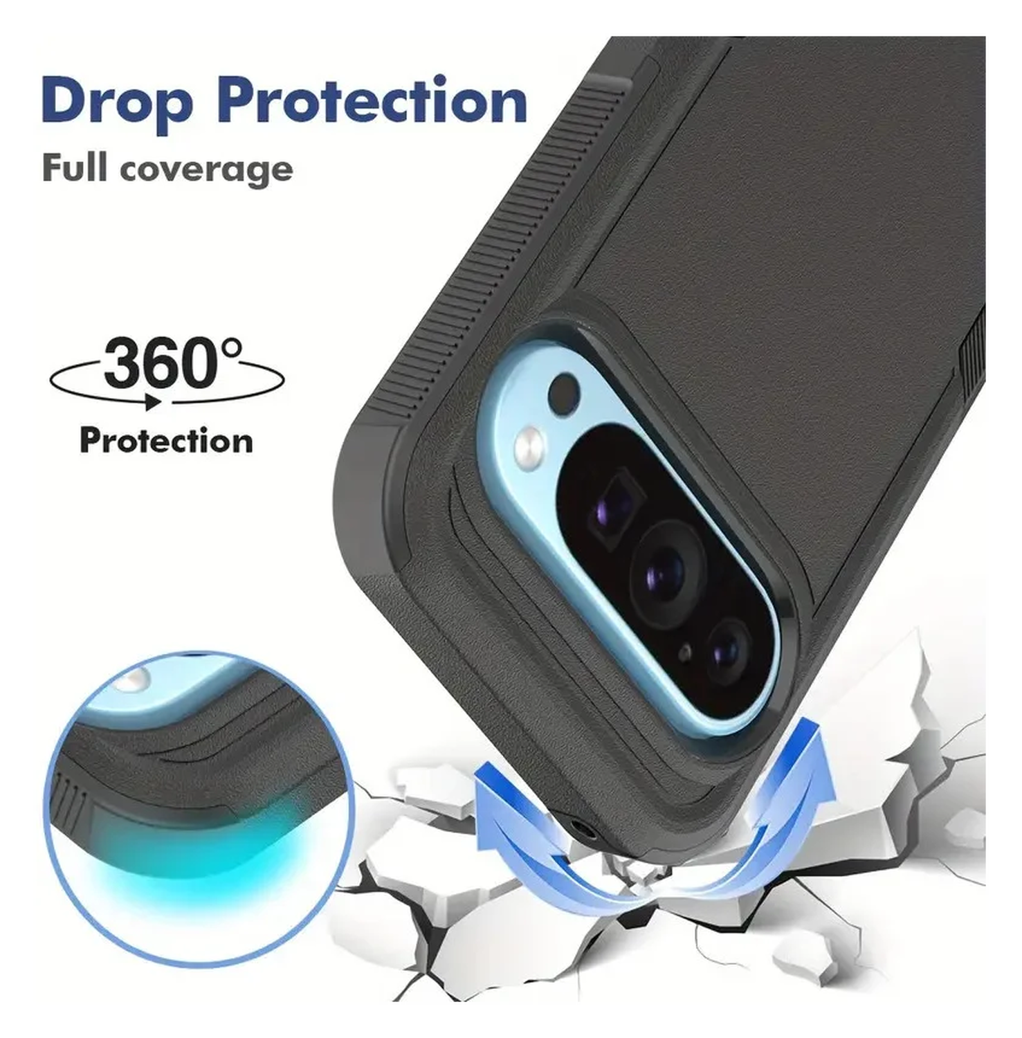 Google Pixel 10 / 10 Pro Hoesje Schokbestendige Hardcase Back Cover Zwart afbeelding 2
