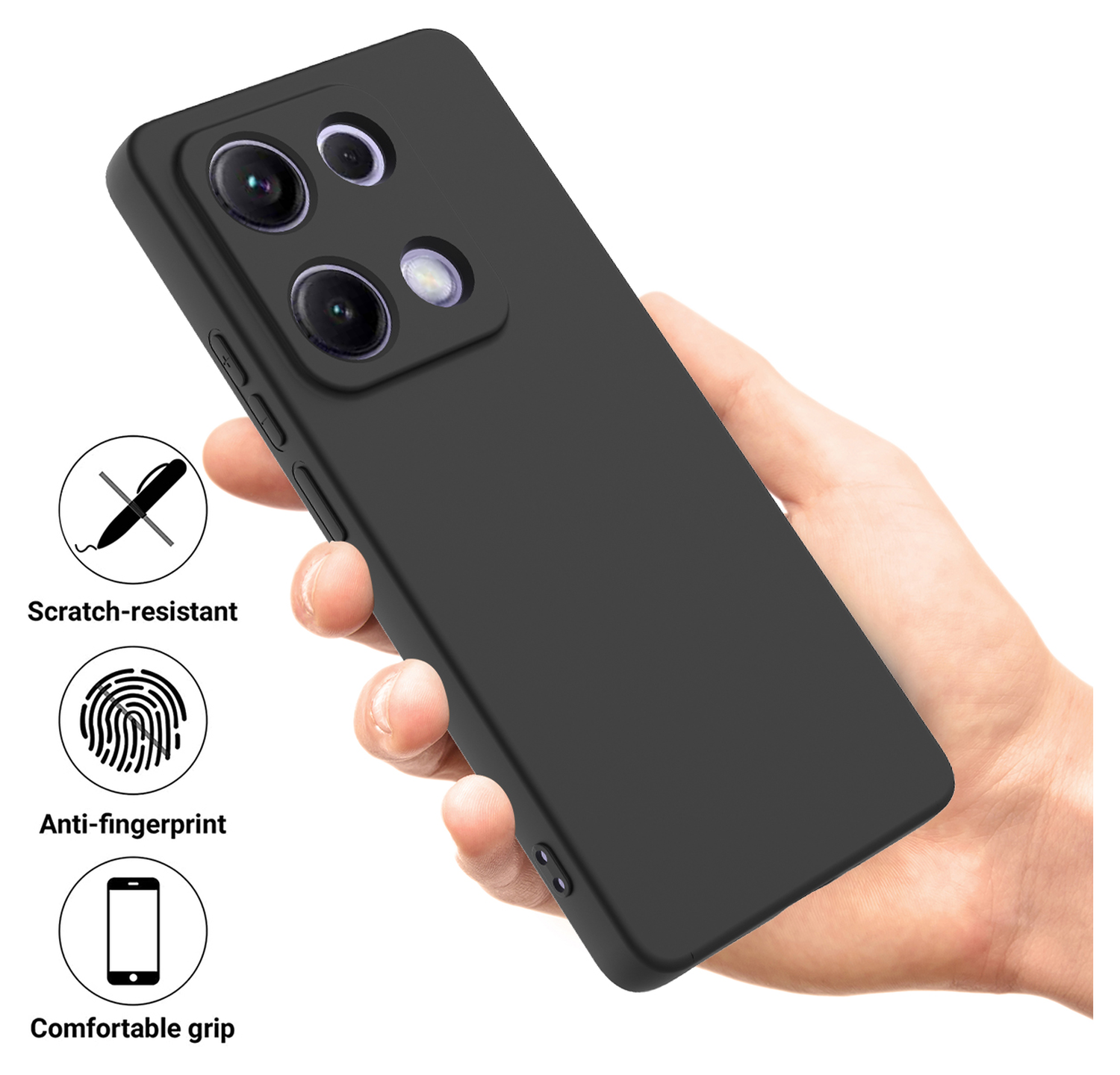 Xiaomi Redmi Note 14S Hoesje Dun TPU Back Cover Matte Zwart afbeelding 2