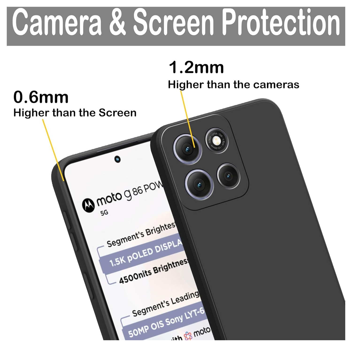 Motorola Moto G86 Hoesje Dun TPU Back Cover Matte Zwart afbeelding 4