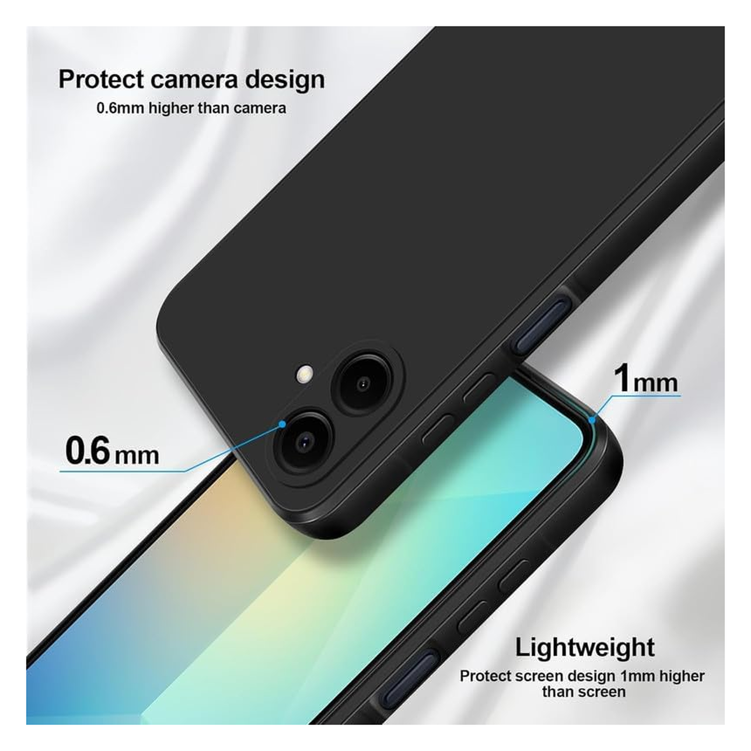 Samsung Galaxy A07 Hoesje Dun TPU Back Cover Matte Zwart afbeelding 2