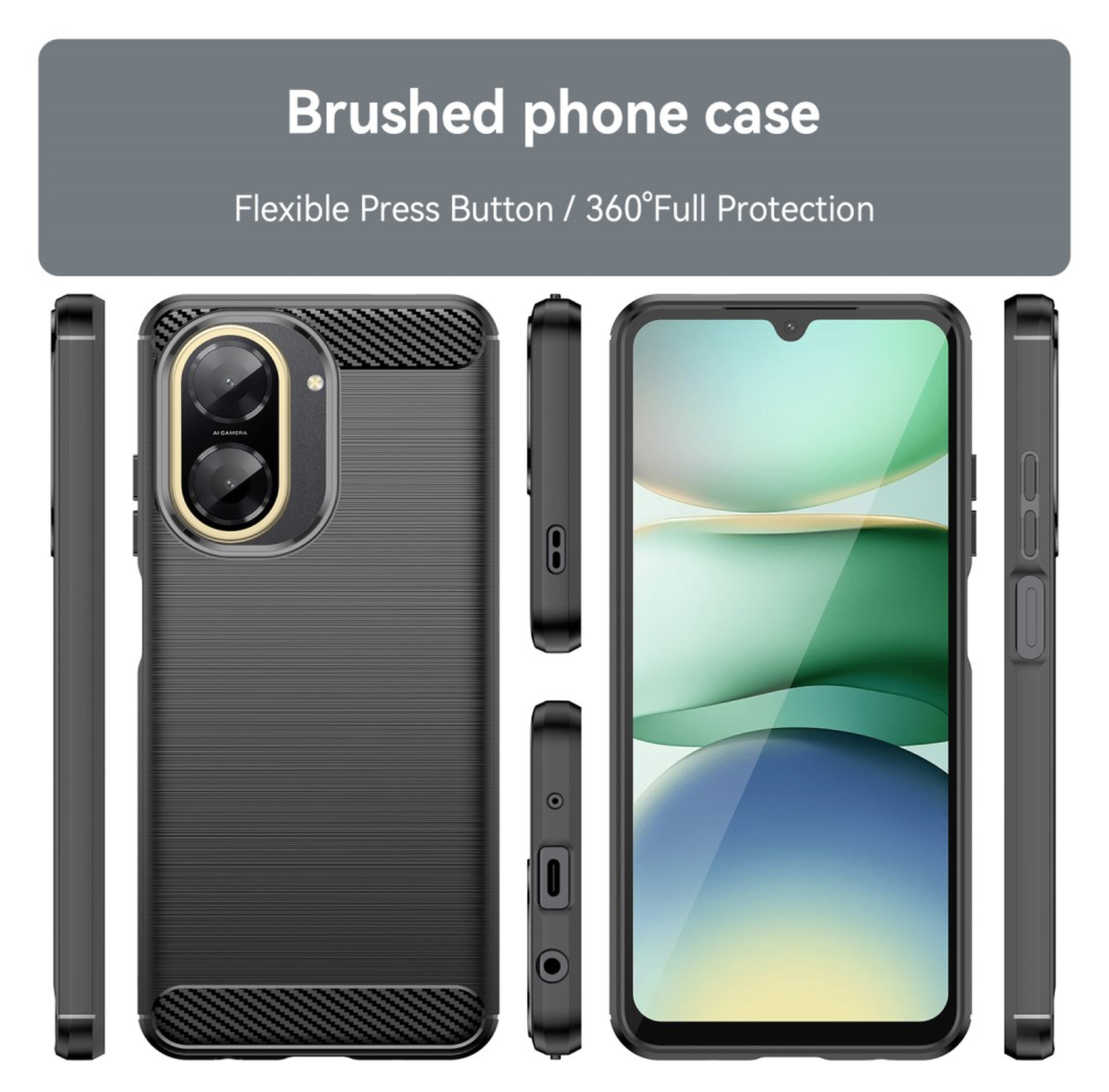 Xiaomi Redmi A5 Hoesje Geborsteld TPU Flexibele Back Cover Zwart afbeelding 8
