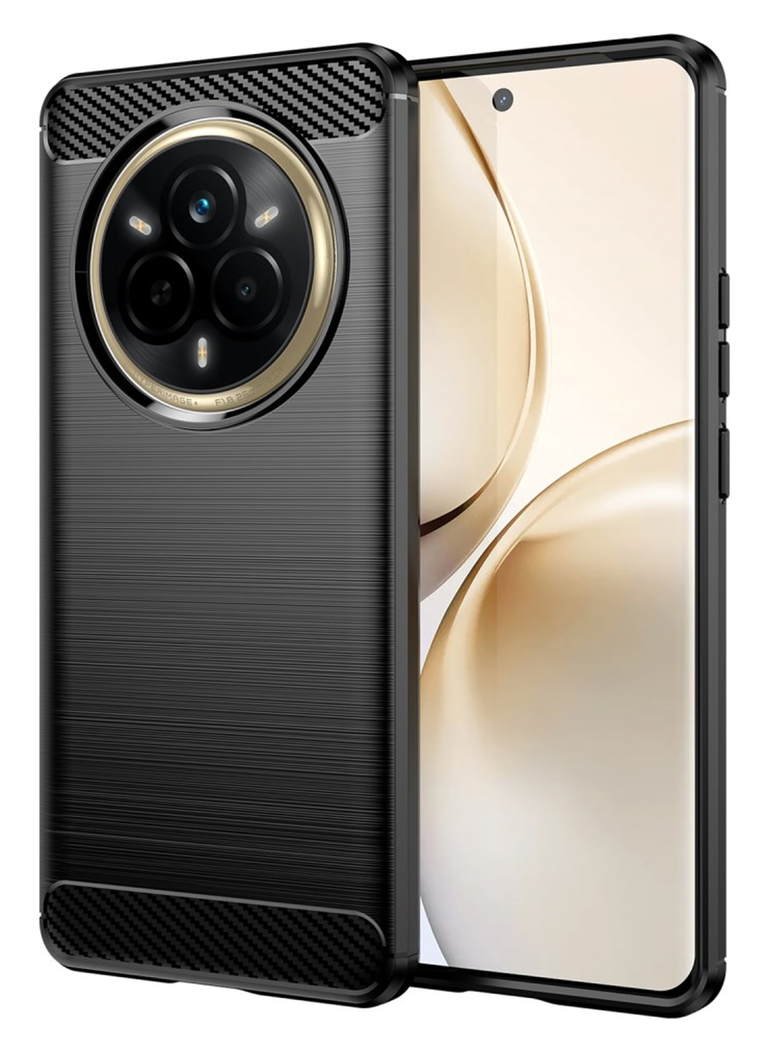 Realme 14 Pro Hoesje Geborsteld TPU Flexibele Back Cover Zwart afbeelding 1