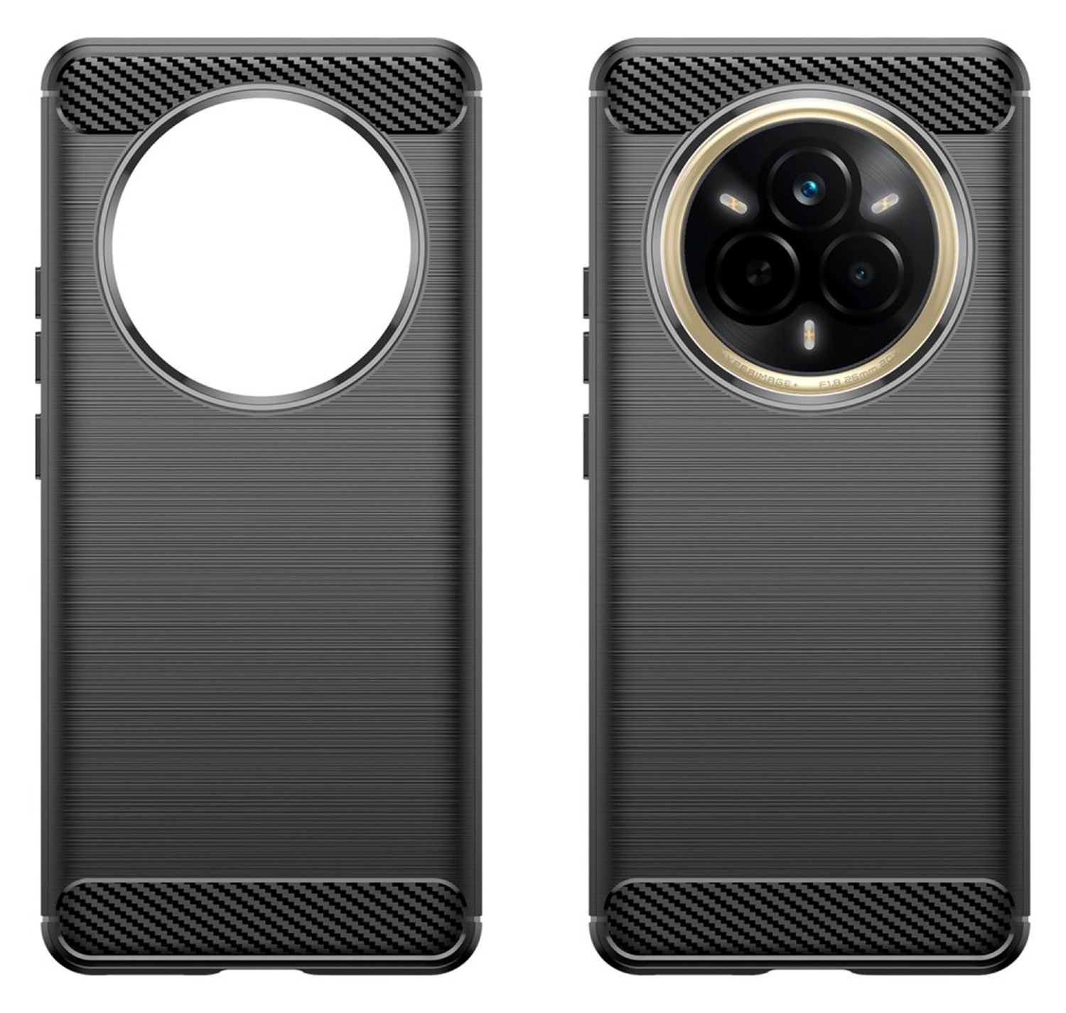 Realme 14 Pro Hoesje Geborsteld TPU Flexibele Back Cover Zwart afbeelding 2