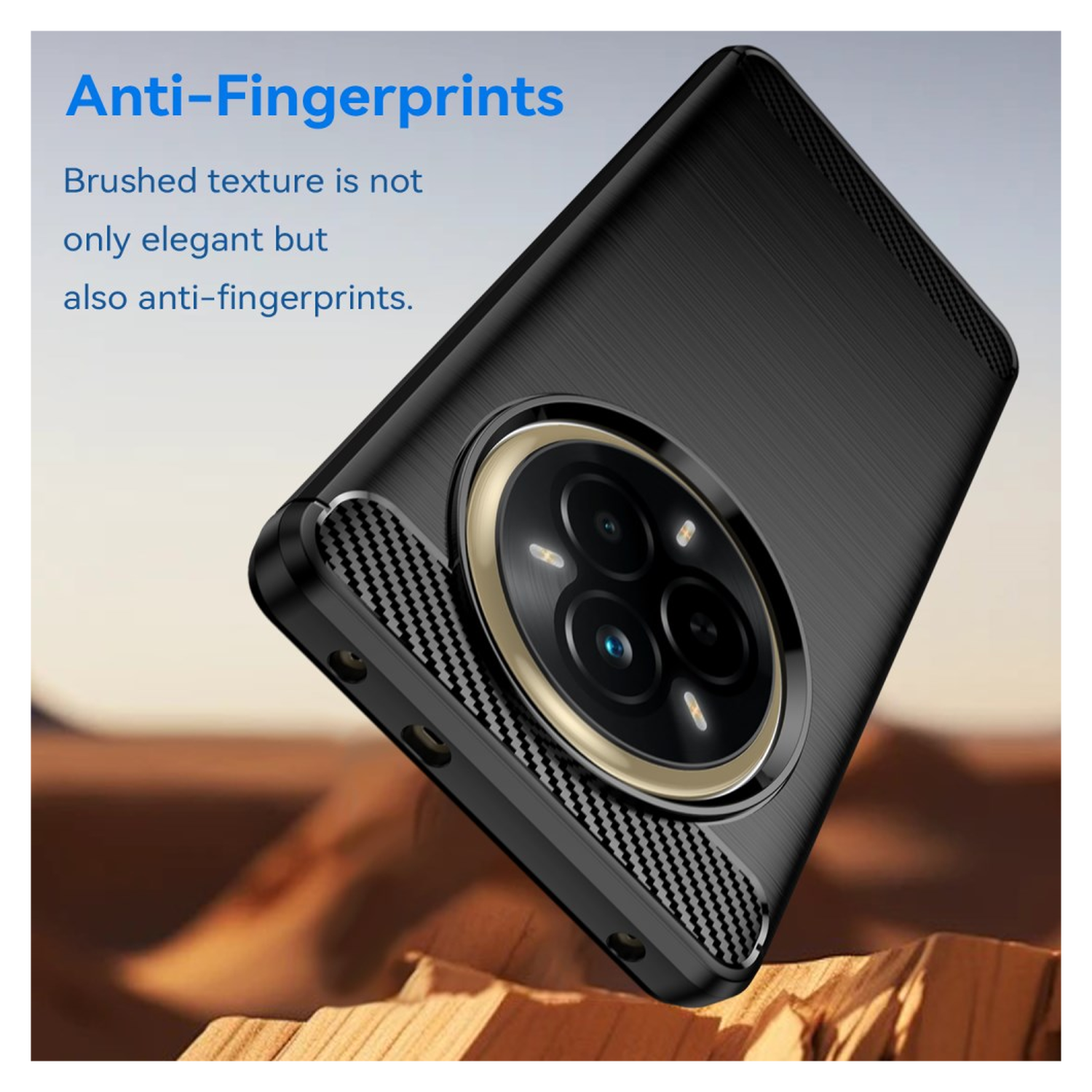 Realme 14 Pro Hoesje Geborsteld TPU Flexibele Back Cover Zwart afbeelding 4