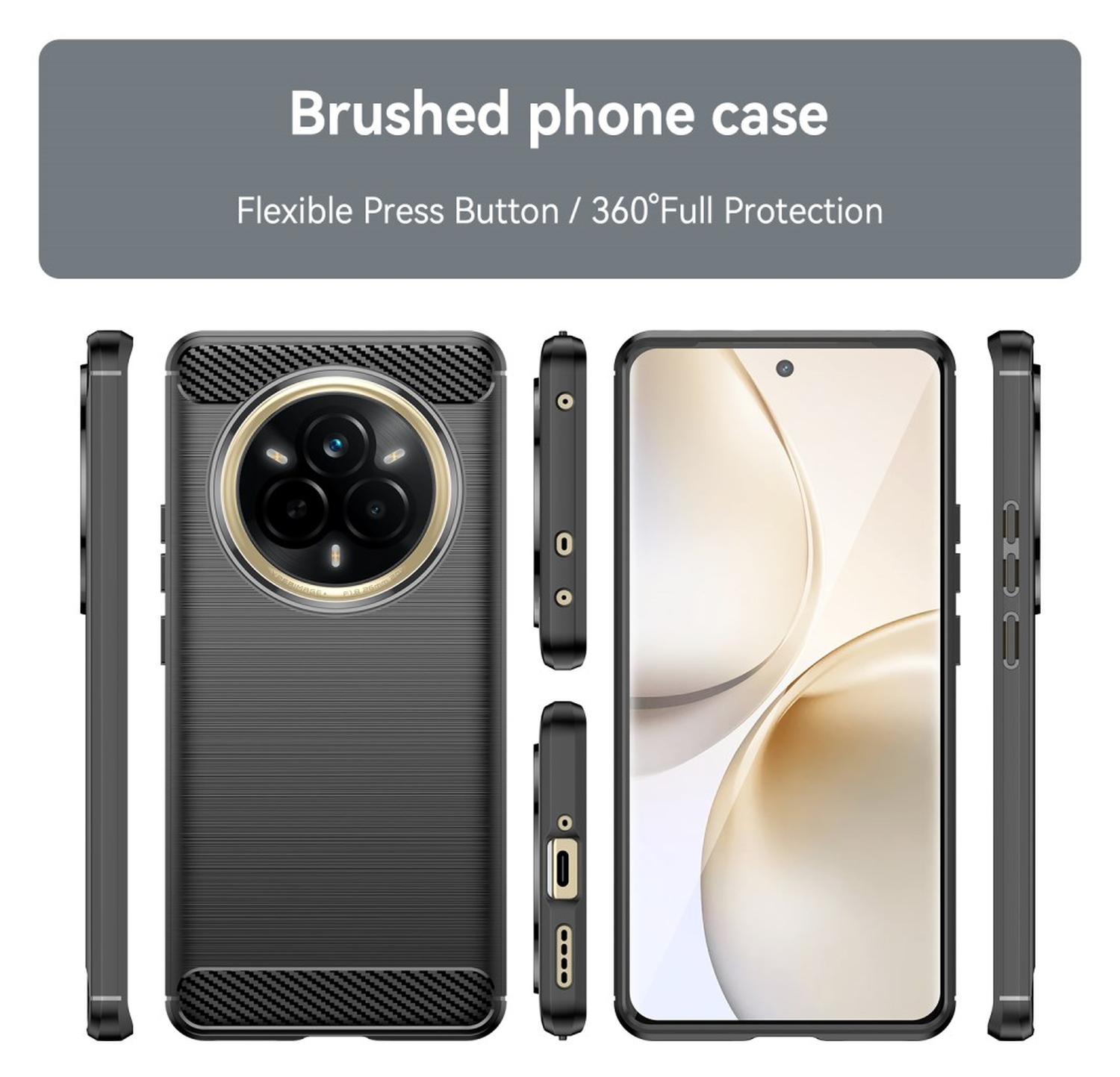 Realme 14 Pro Hoesje Geborsteld TPU Flexibele Back Cover Zwart afbeelding 8