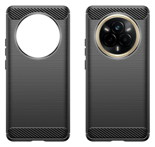Realme 14 Pro Hoesje Geborsteld TPU Flexibele Back Cover Zwart afbeelding 2