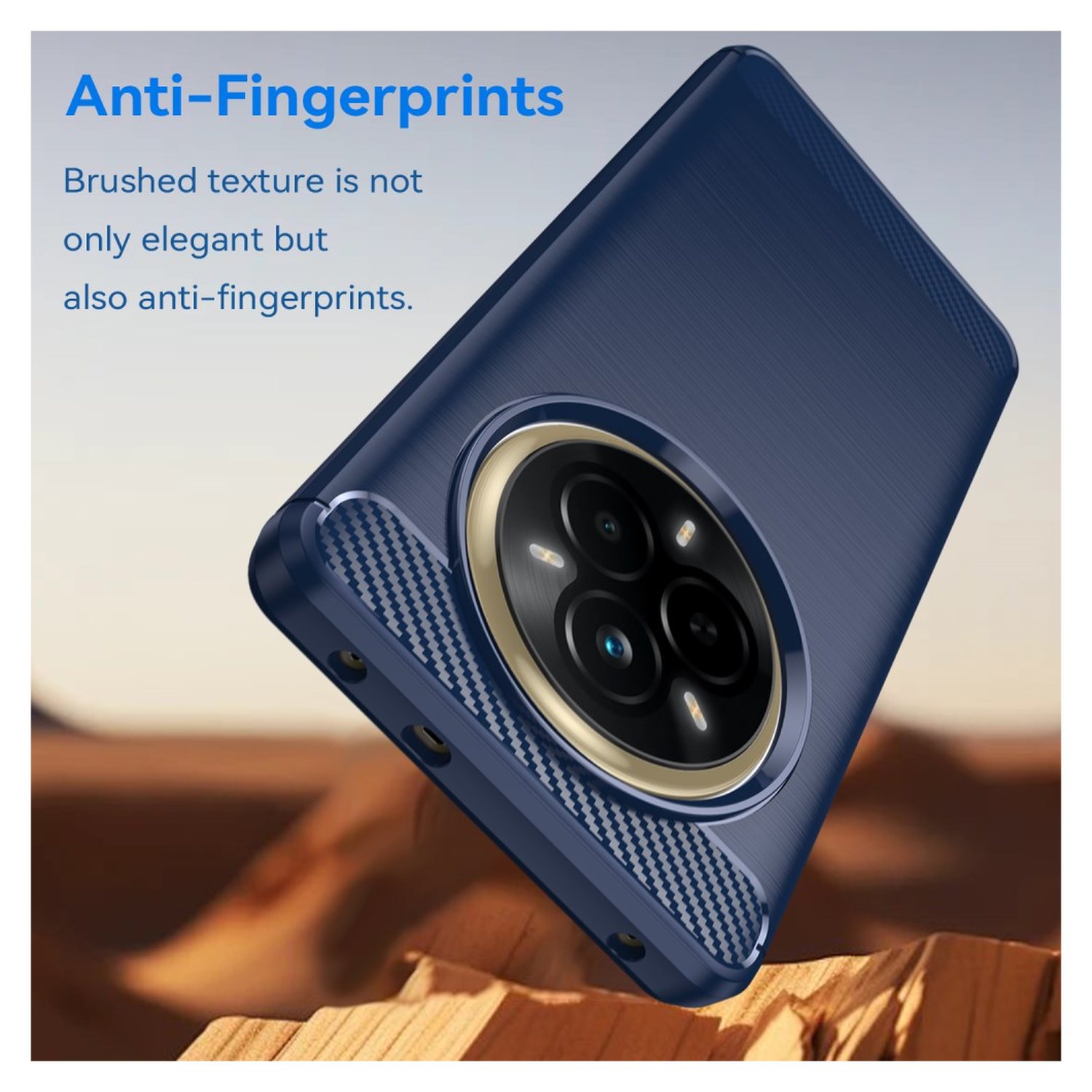Realme 14 Pro Hoesje Geborsteld TPU Flexibele Back Cover Blauw afbeelding 4