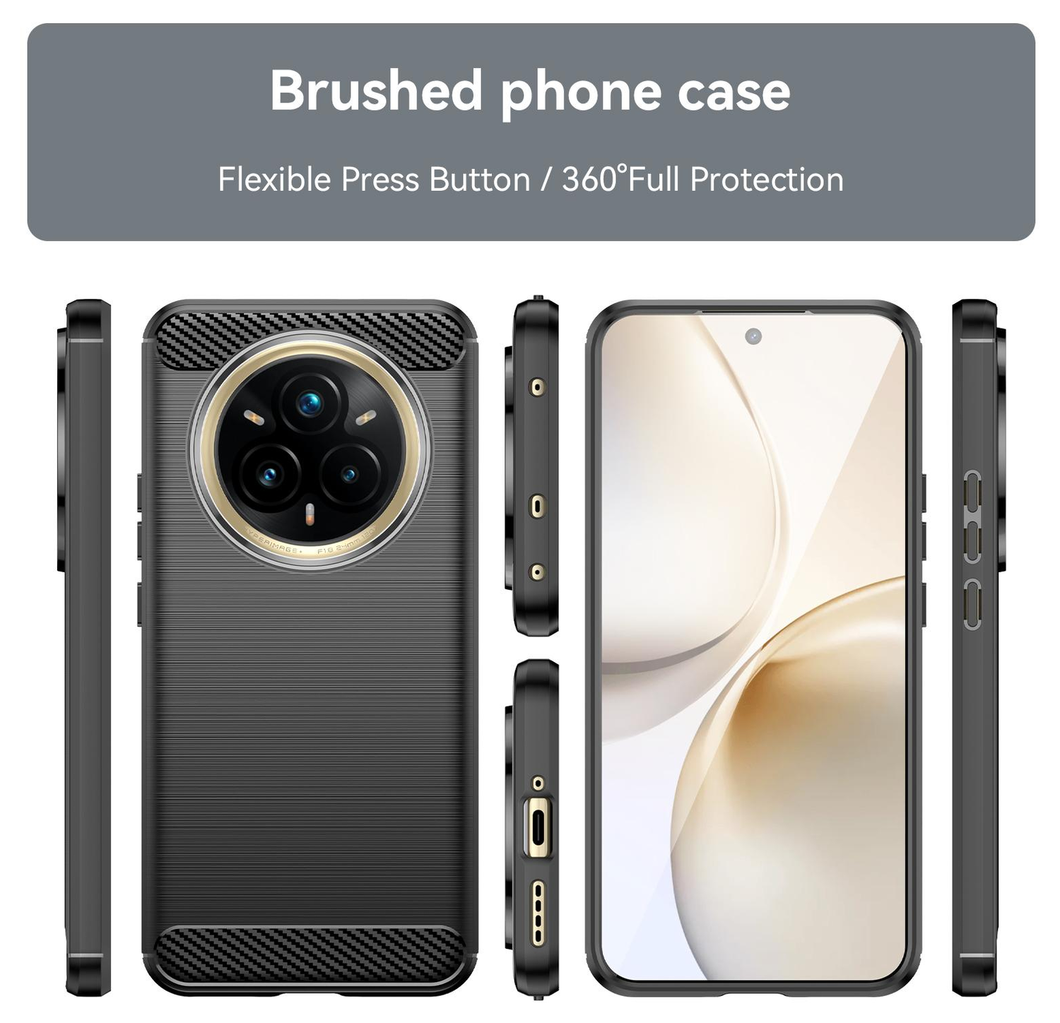 Realme 14 Pro Plus Hoesje Geborsteld TPU Flexibele Back Cover Zwart afbeelding 7