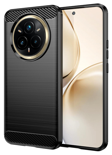 Realme 14 Pro Plus Hoesje Geborsteld TPU Flexibele Back Cover Zwart afbeelding 1