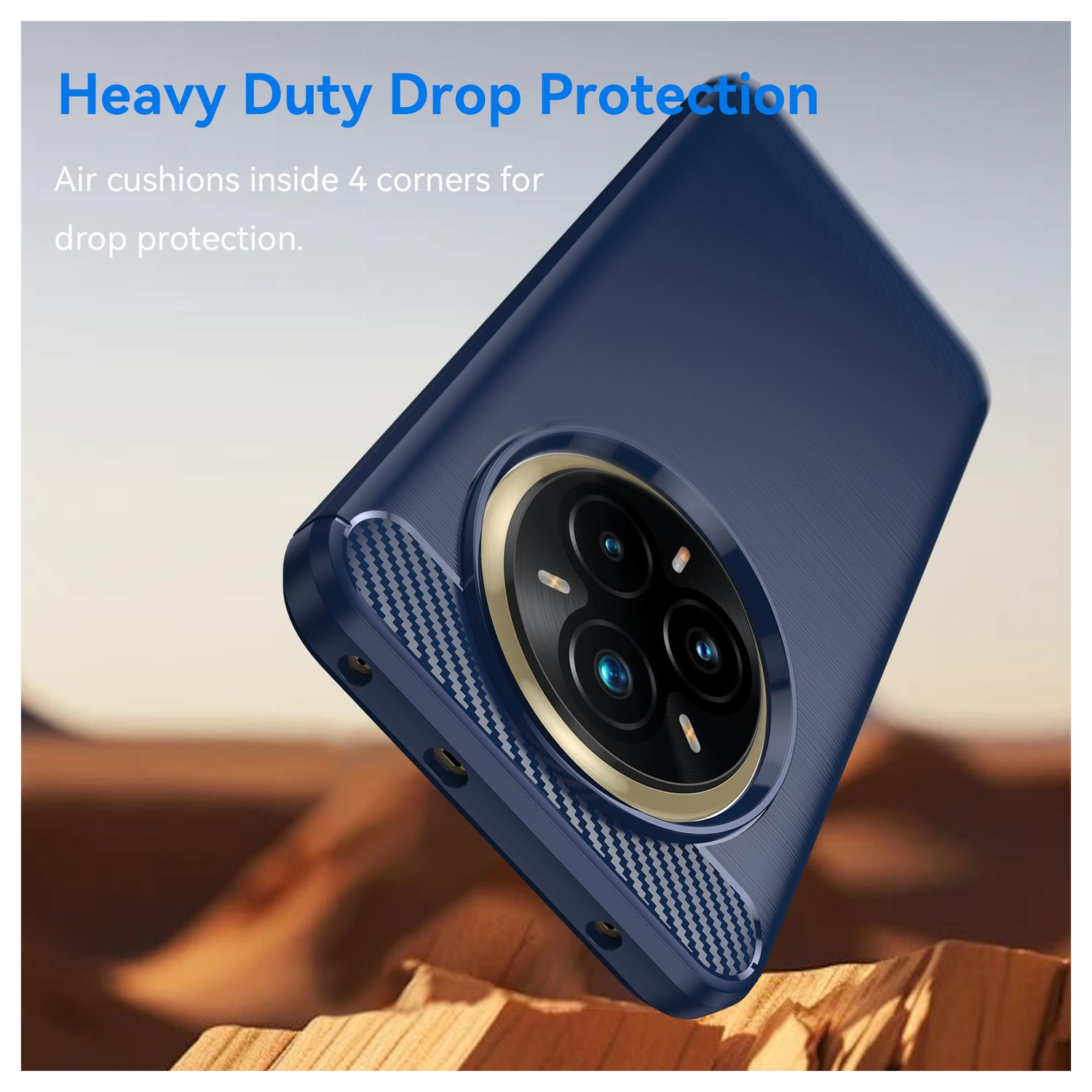 Realme 14 Pro Plus Hoesje Geborsteld TPU Flexibele Back Cover Blauw afbeelding 2