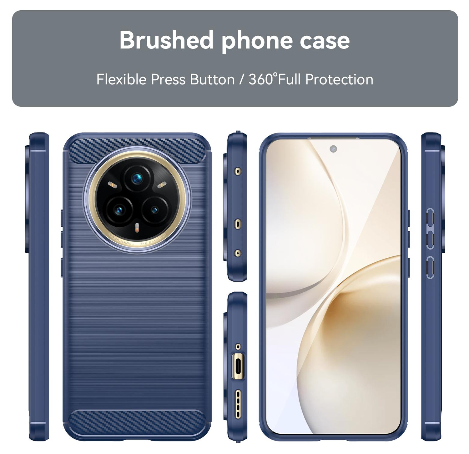 Realme 14 Pro Plus Hoesje Geborsteld TPU Flexibele Back Cover Blauw afbeelding 7