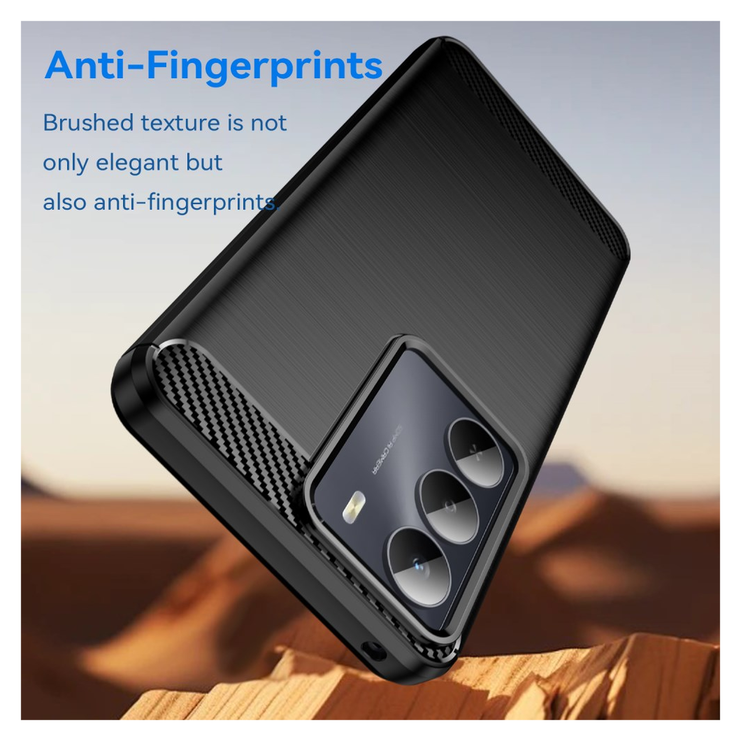 Realme 14X Hoesje Geborsteld TPU Flexibele Back Cover Zwart afbeelding 4