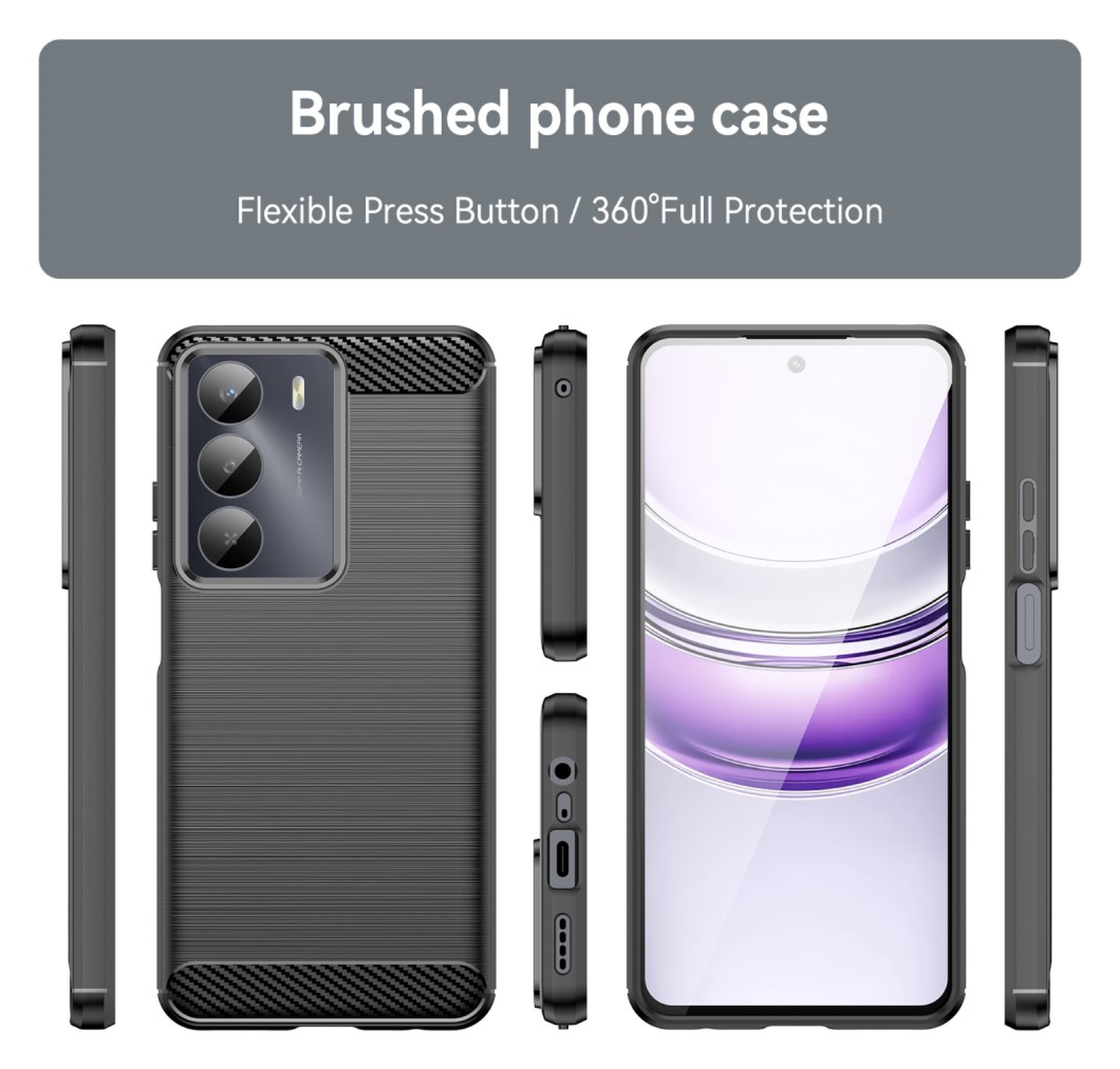 Realme 14X Hoesje Geborsteld TPU Flexibele Back Cover Zwart afbeelding 8