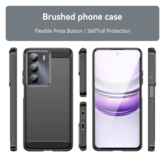 Realme 14X Hoesje Geborsteld TPU Flexibele Back Cover Zwart afbeelding 8