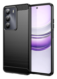 Realme 14X Hoesje Geborsteld TPU Flexibele Back Cover Zwart