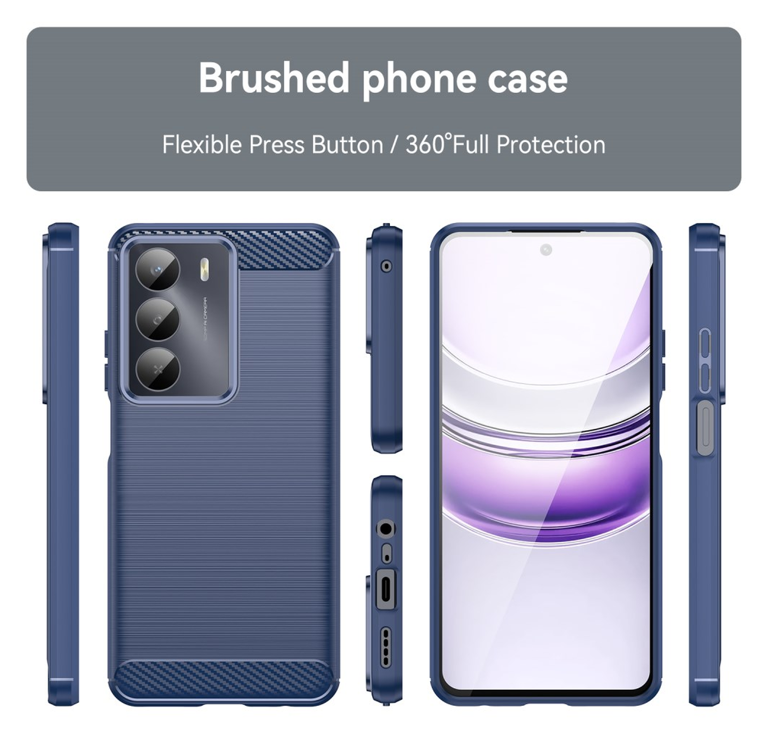 Realme 14X Hoesje Geborsteld TPU Flexibele Back Cover Blauw afbeelding 8