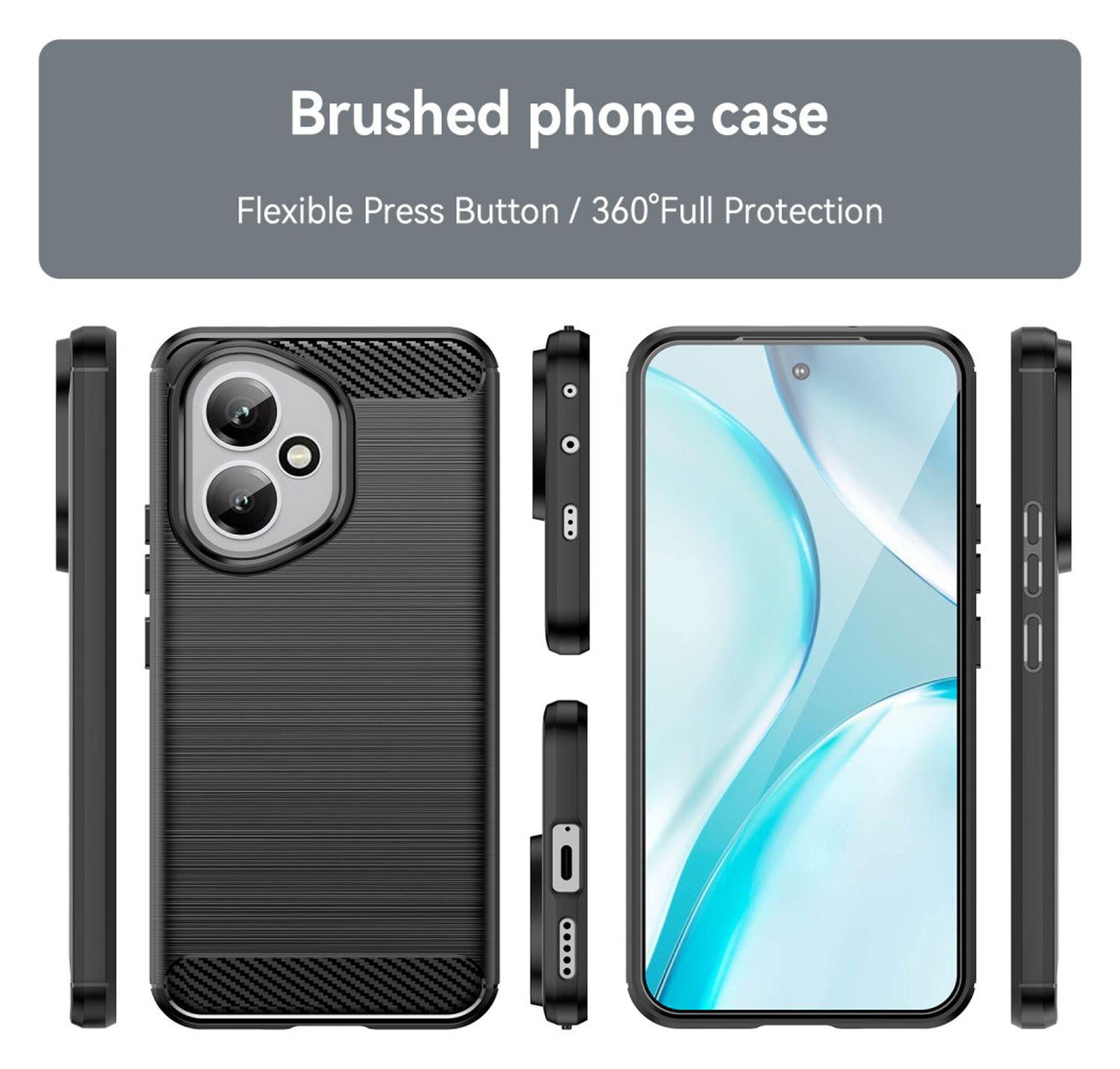 Honor 400 Hoesje Geborsteld TPU Flexibele Back Cover Zwart afbeelding 8